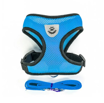Reflective Dog & Cat Harness with Leash – Adjustable Breathable Mesh Vest for Small Pets