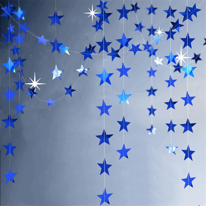 4M Moon & Star Glitter Paper Garland – Hanging Party Banner for Weddings, Eid, Baby Showers & Celebrations