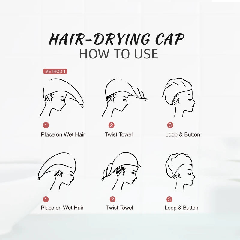 Toalla de microfibra para el cabello – Turbante absorbente de secado rápido para mujer, ducha y spa