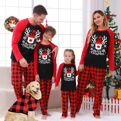 Christmas Family Matching Pajamas Set – 2-Piece Xmas Sleepwear for Mom, Dad & Kids, Baby Rompers, Casual Loose Family Holiday Outfits