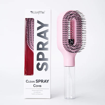 2-in-1 Detangling Spray Hair Brush with Water Mist Bottle – Anti-Static Scalp Massage Comb for All Hair Types
