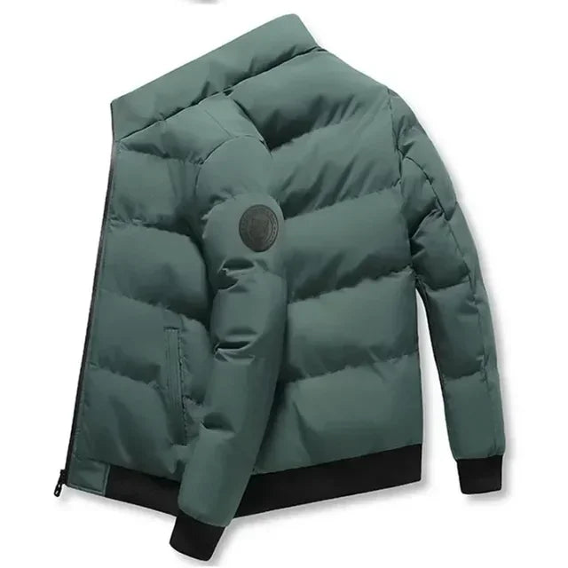 Men’s Short Winter Jacket – Thick Warm Windproof Coat with Zipper & Printed Design, Casual Outdoor Outerwear, Sizes M–5XL