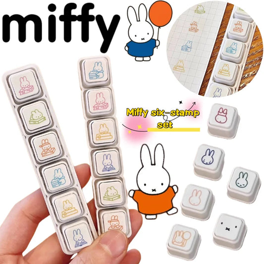Nouveau sceau Miffy – Impression de lapin de dessin animé à haute valeur de couleur, créative, amovible, bricolage, décoration de carte perforée pour journal intime