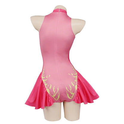 Princess Peach Cosplay Costume – Pink Fantasy Dress Set with Crown (Adult Women Halloween/Carnival Party Outfit, Includes Swimsuit Style Disguise)