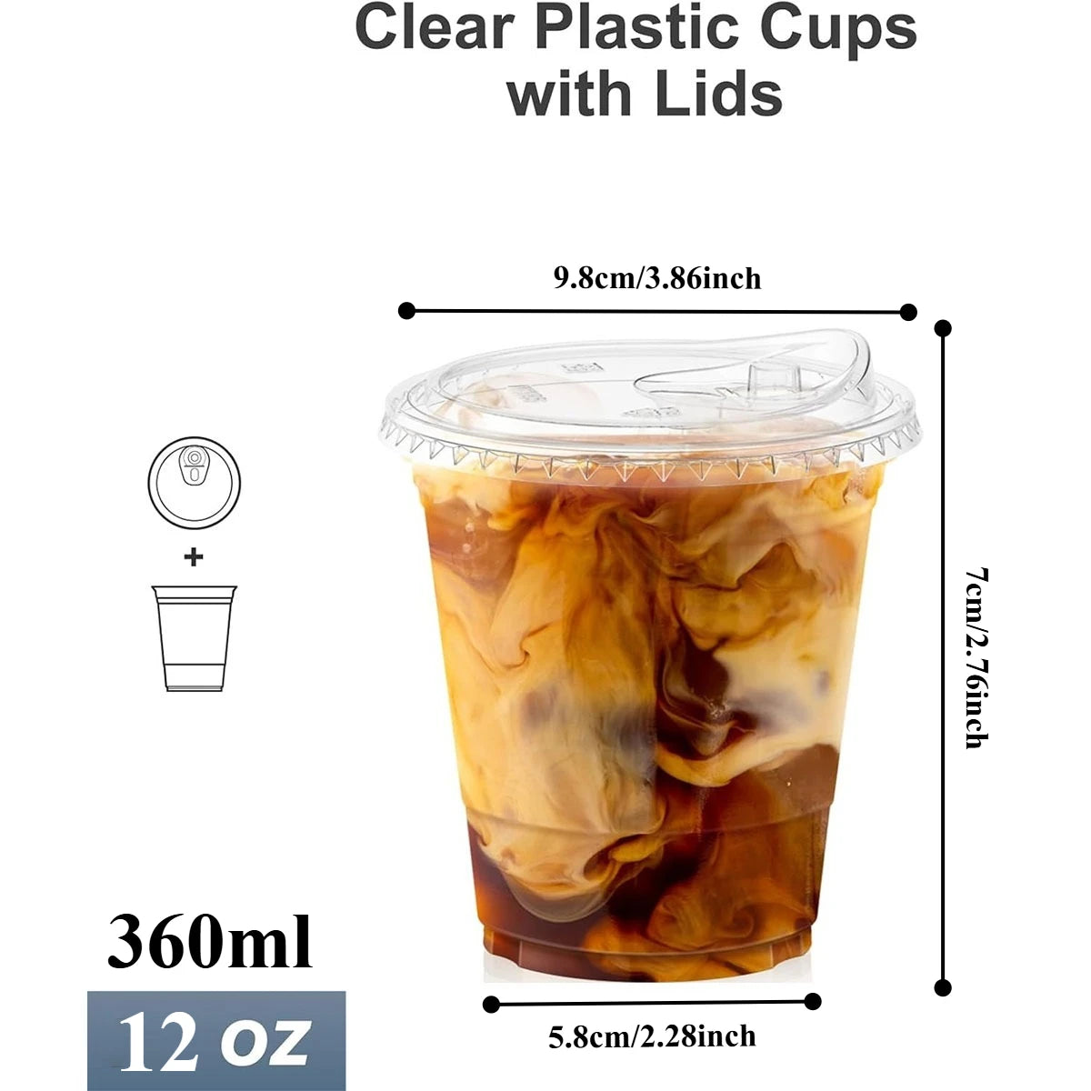 16oz/20oz Clear Plastic Cups with Lids – Disposable Iced Coffee Cups with Sip Lids, Sturdy Smoothie Cups for Cold Drinks, Takeout Beverages & Party Supplies
