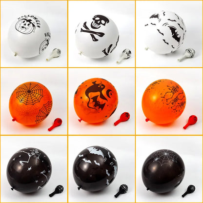 20/50/100PCS Halloween Printed Balloons – 12-Inch Helium Balloons with Pumpkin, Bat & Little Devil Designs for Halloween Party Decorations
