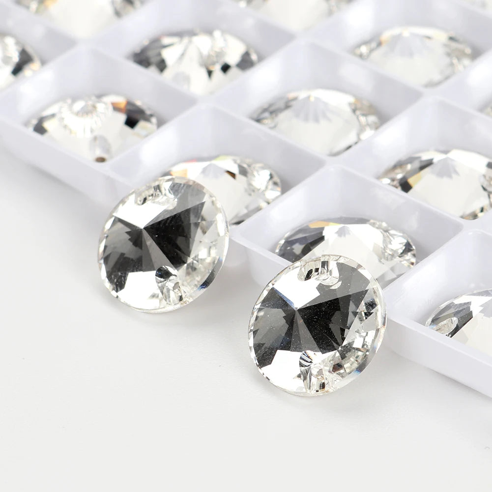 Strass à coudre YHB Crystal Rivoli – Pierres à coudre plates en verre pour vêtements, sacs et artisanat de bricolage
