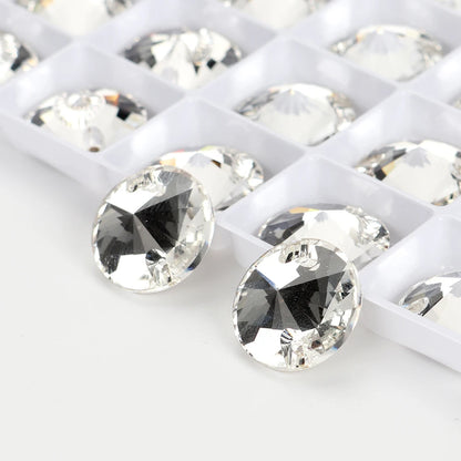 Strass à coudre YHB Crystal Rivoli – Pierres à coudre plates en verre pour vêtements, sacs et artisanat de bricolage