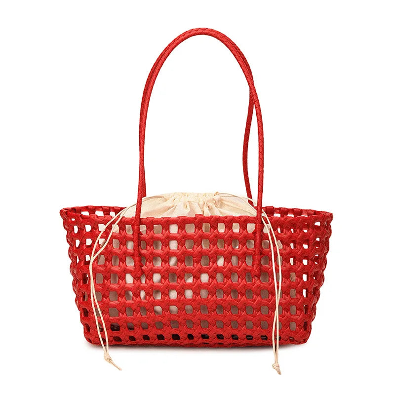 Bolso Cesta de Paja Tejido a Mano para Mujer – Bolso de Hombro de Ratán, Bolso de Playa de Verano para Mujer, Cartera de Viaje de Diseño para Compras, Vacaciones y Salidas Casuales