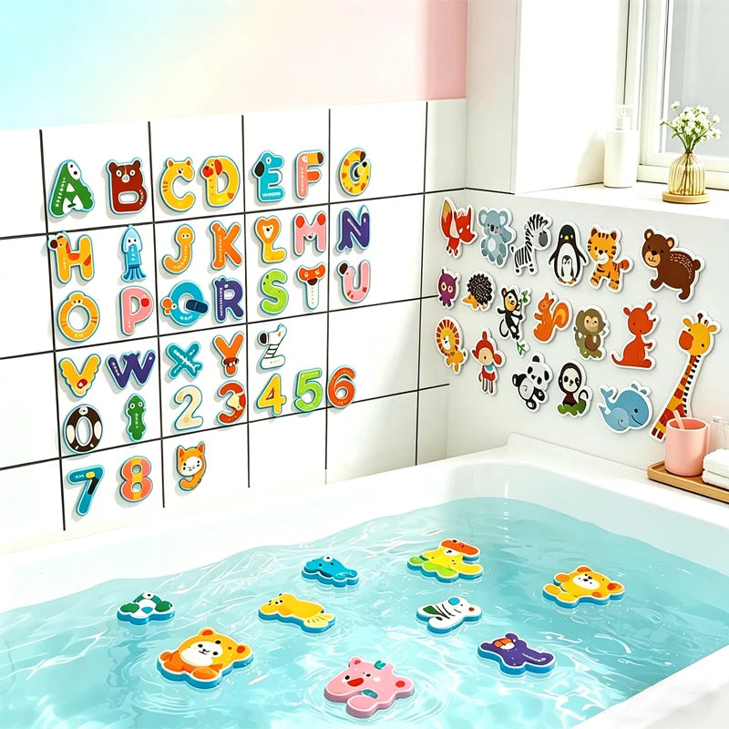Baby Bath Toys Floating Boat & Car EVA Foam Puzzle Water Toys for Toddlers & Kids