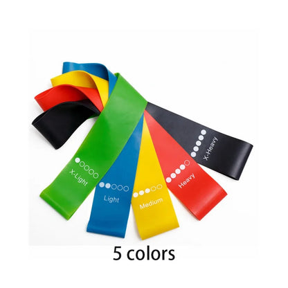 Lot de 5 bandes de résistance pour yoga – Bandes élastiques de Pilates pour musculation, étirements, entraînement musculaire et exercices de fitness à domicile