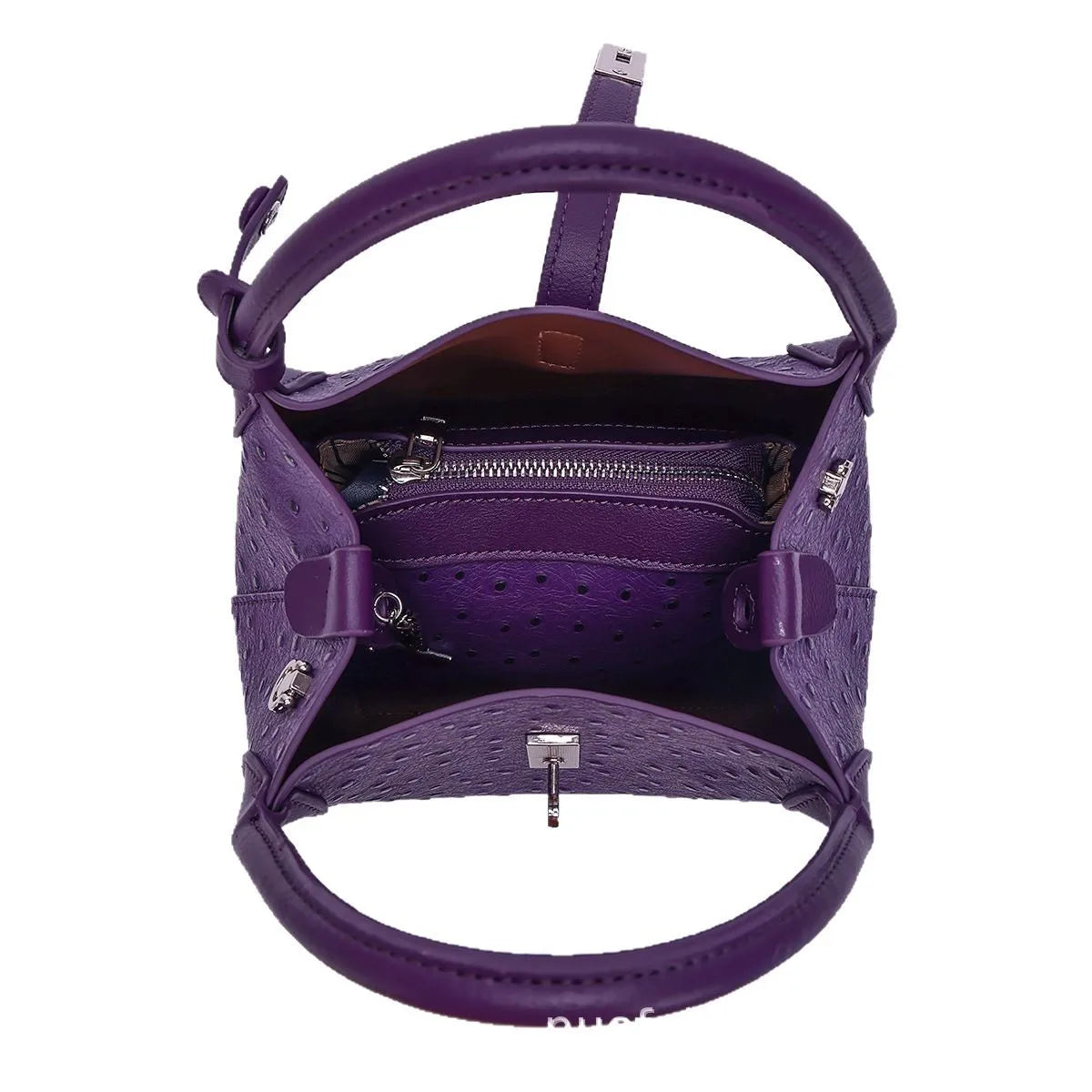 2026 Women's Ostrich-Texture PU Leather Bucket Bag Set – 2PCS Adjustable Strap Crossbody & Shoulder Handbags, Stylish Everyday Purse