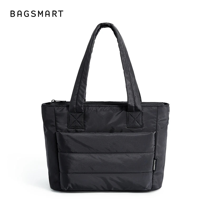 BAGSMART Lightweight Quilted Tote Bag for Women Large Capacity Shoulder Handbag with Compartments for Travel, Work & Gym