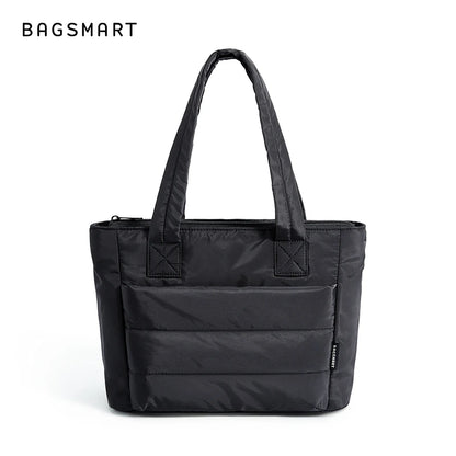 BAGSMART Lightweight Quilted Tote Bag for Women Large Capacity Shoulder Handbag with Compartments for Travel, Work & Gym