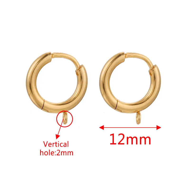 10-Piece Gold Stainless Steel Hoop Earring Hooks with Round Posts – DIY Earring Making Supplies & Jewelry Findings for Women