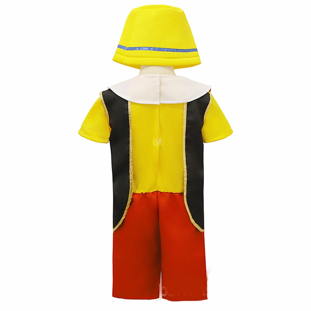 Pinocchio Cosplay Costume for Kids – Funny Cartoon Character Outfit with Nose for Boys & Girls Halloween, Birthday & Party Dress-Up