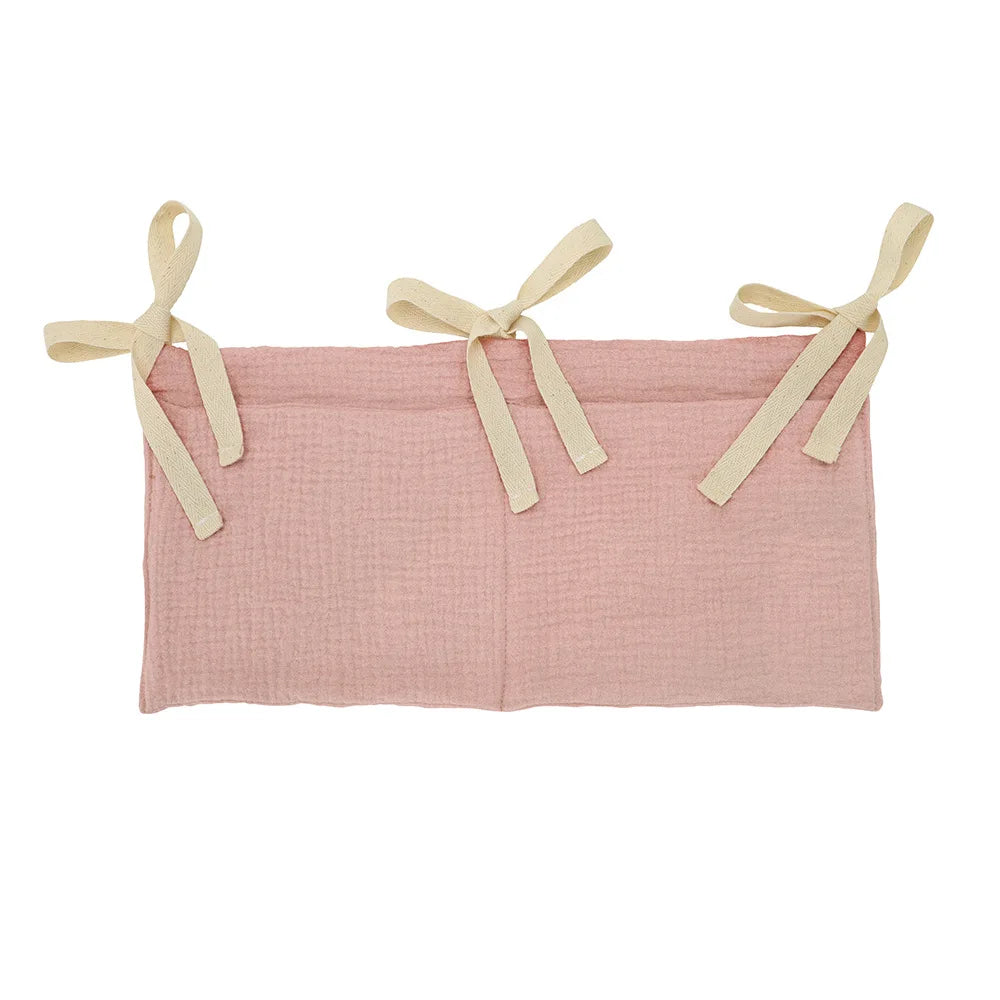 Organizador Colgante para Cuna de Bebé – Cesta de Almacenamiento para Mesita de Noche con 2 Bolsillos para Pañales, Juguetes, Ropa y Artículos Esenciales para Bebés