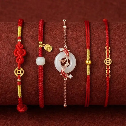 Pulsera de cuerda roja con nudo de la suerte – Pulsera de hilo ajustable hecha a mano para mujeres y hombres, regalo de joyería amuleto de la amistad