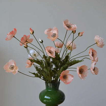 Artificial Poppy Flowers – Realistic Silk Faux Long Stem Flowers for Home Décor, Garden, Wedding Bridal Bouquets, Party Decoration & DIY Floral Arrangements