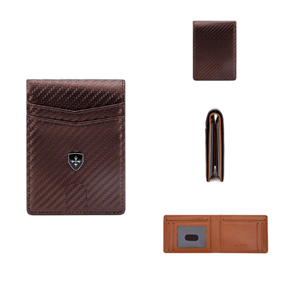 Billetera Delgada de Cuero para Hombre con Clip para Billetes RFID Bloqueo Bolsillo Frontal Tarjetero Bifold