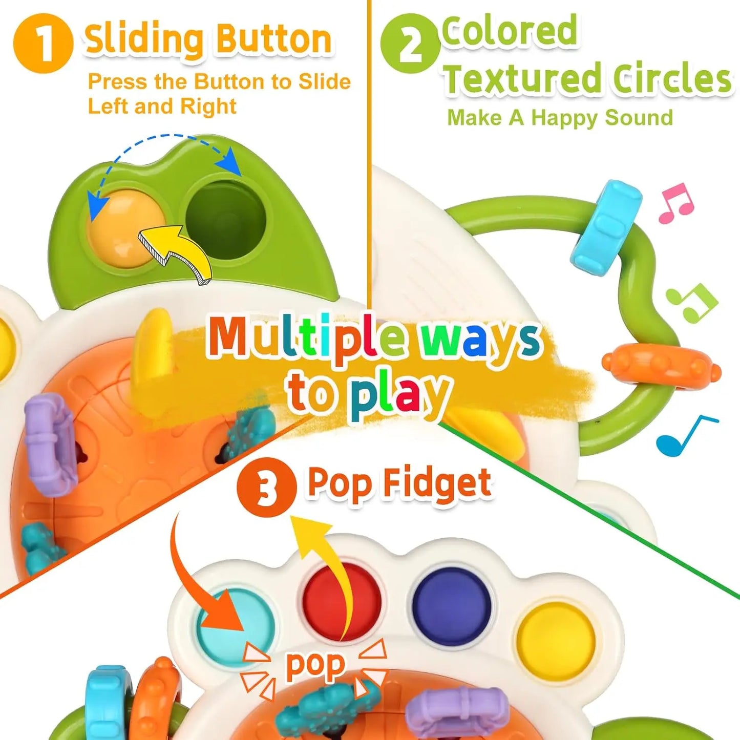 Juguete Sensorial de Silicona Montessori con Cuerda para Bebés – Mordedor Sonajero para Bebés de 6 a 12 Meses