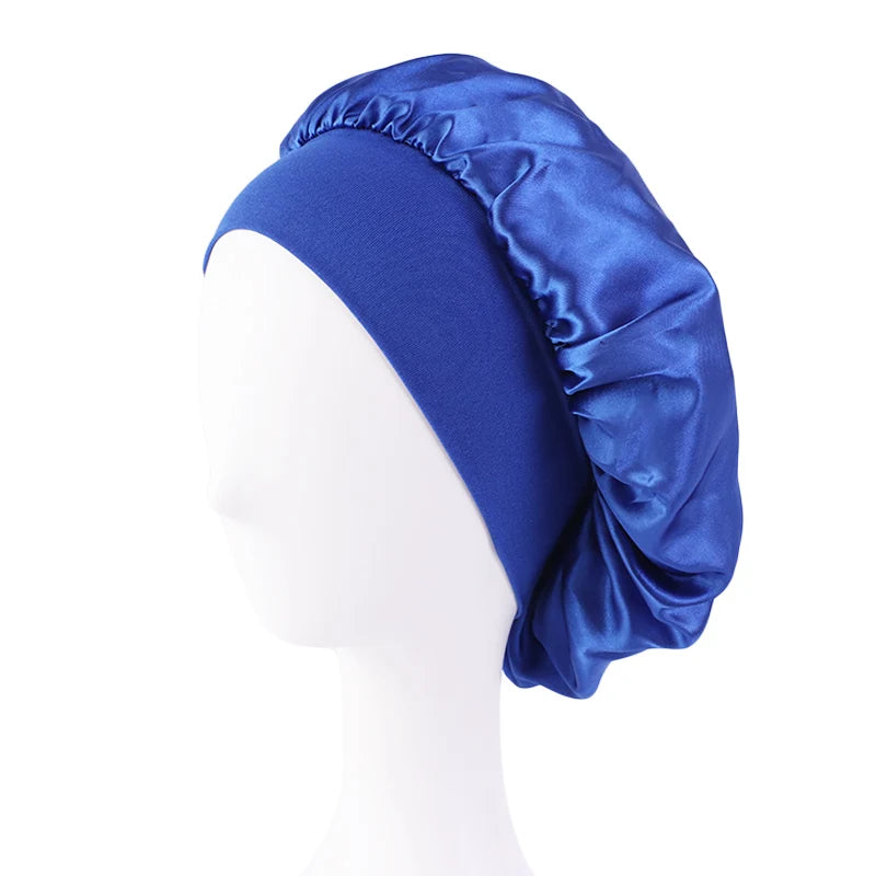Silky Satin Sleep Bonnet with Elastic Band – Wide Brim Night Cap Hair Wrap for Sleeping & Hair Protection