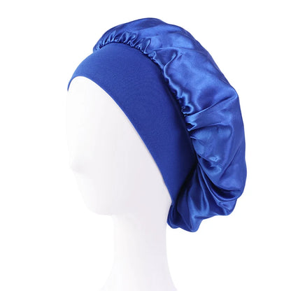 Silky Satin Sleep Bonnet with Elastic Band – Wide Brim Night Cap Hair Wrap for Sleeping & Hair Protection
