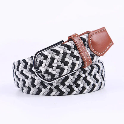Ceinture élastique tressée unisexe en toile tissée, à boucle ardillon, pour jeans (107/120/130cm)