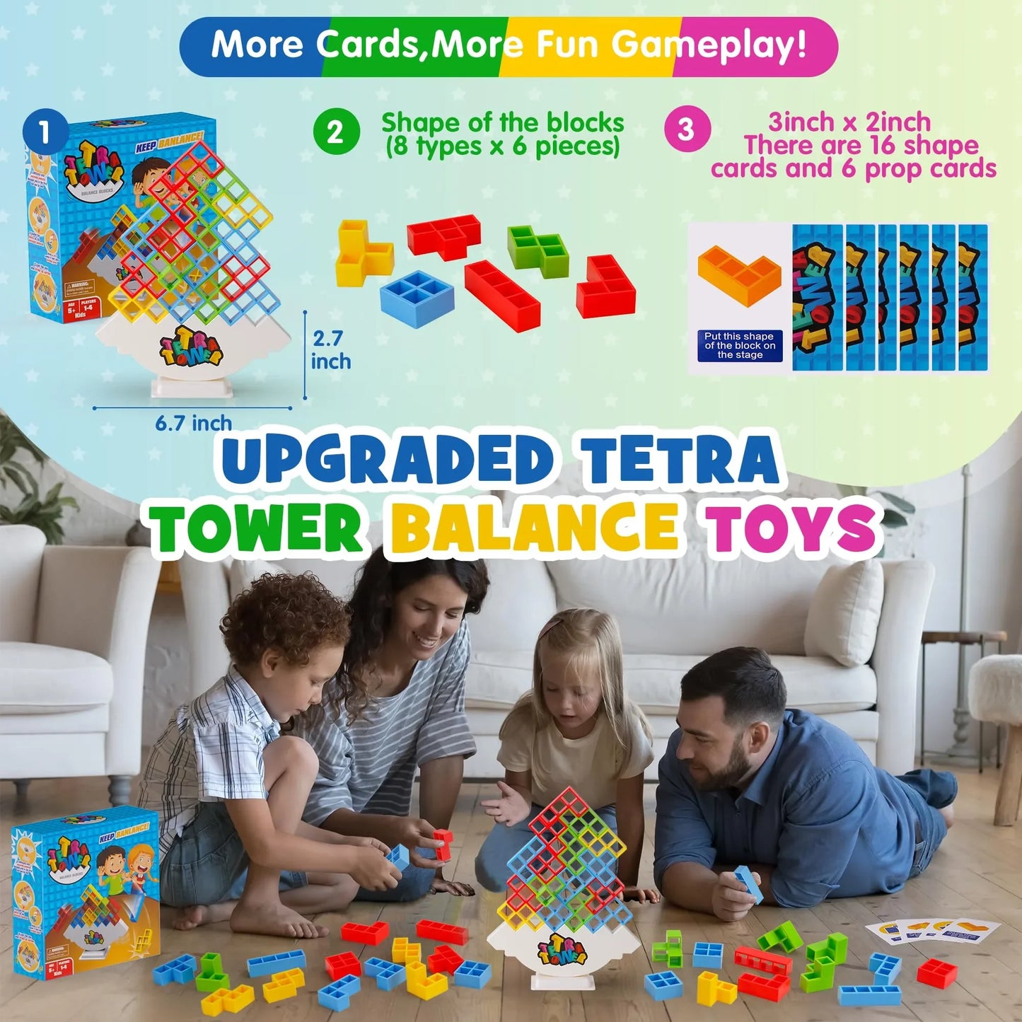 Juego de equilibrio y apilamiento Tetra Tower – Divertido juego de mesa de construcción de puzles para niños y adultos, desafío de apilamiento estratégico, actividad para noche de juegos en familia y regalo interactivo en equipo