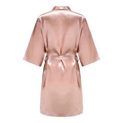 Bata de satén "Team Bride" – Kimono de pijama para fiesta de bodas con estampado de letras blancas | Regalo de despedida de soltera para mujer