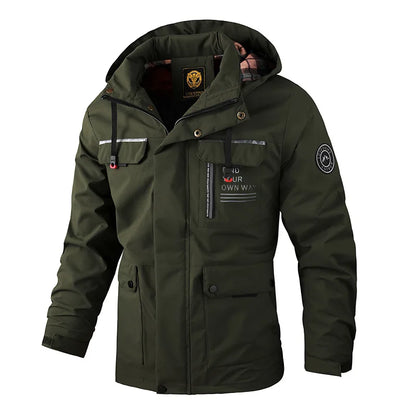 Men’s Casual Hooded Parka Jacket – Solid Color Outdoor Coat, Stylish Autumn & Winter Outerwear