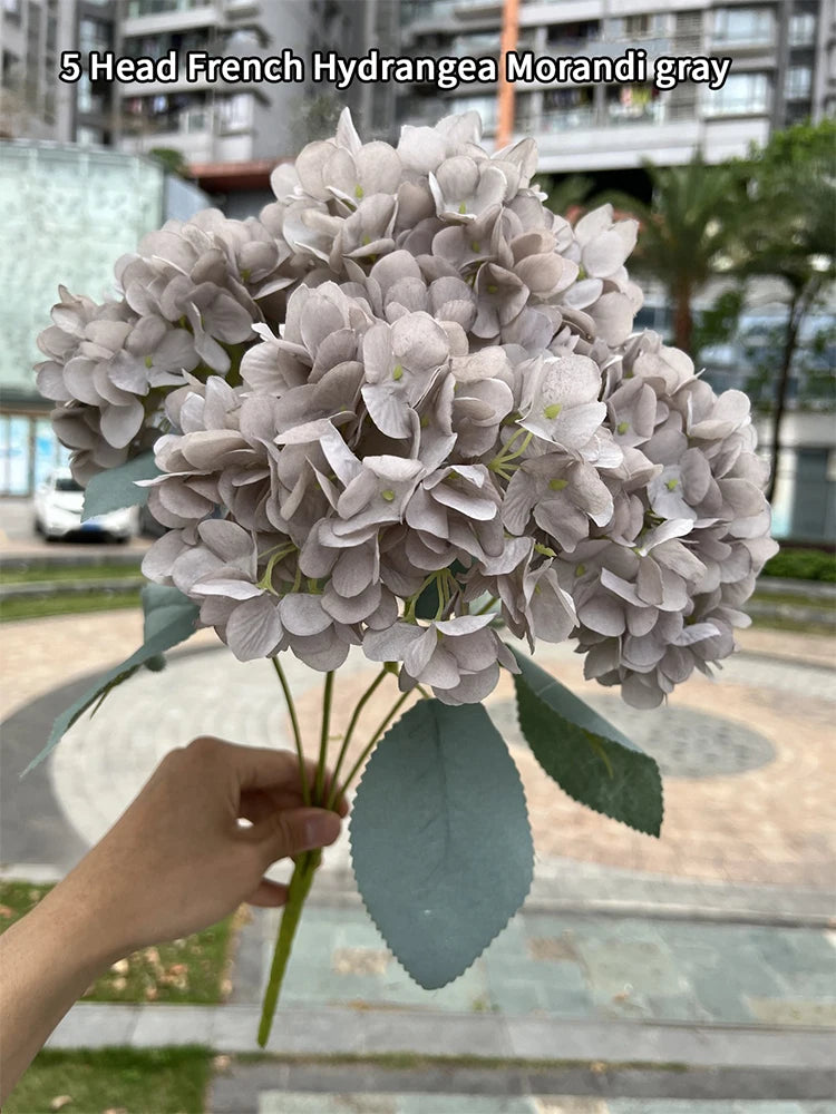 Bouquet d'Hortensias Artificiels à 5 Têtes – Fleurs Artificielles en Soie pour Décoration de Mariage, Arrangements de Fête, Décoration de Salon & Accessoires Floraux pour la Maison