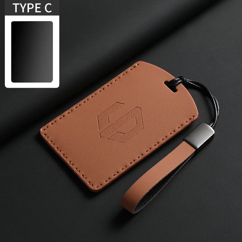 Funda protectora de cuero genuino para llave de coche LEAPMOTOR B01, C10, C11 y C16 – Kit prémium de protección de mando a distancia y tarjeta llave