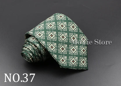 Men's 7.5cm Soft Silk Necktie – Floral & Dot Pattern Tie for Weddings, Business, Parties & Formal Wear