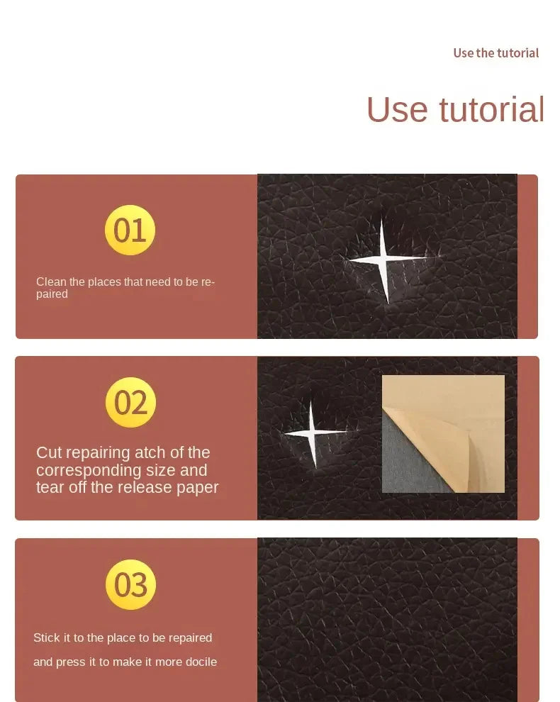 0.9mm Self Adhesive Soft PVC Artificial Leather Repair Patch for Sofas, Chairs, Furniture & DIY Crafts