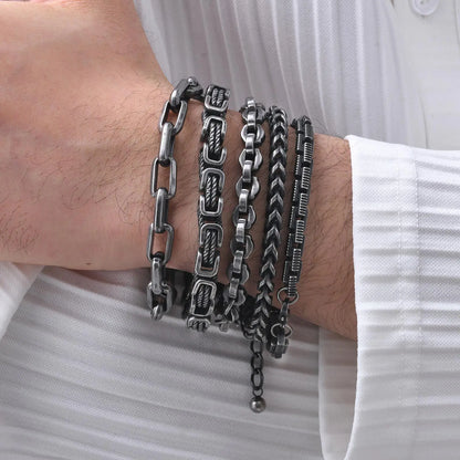 Vintage Byzantine Chain Bracelet – Stainless Steel Braided Link Wristband for Men & Boys | Retro Fashion Jewelry Gift for Father