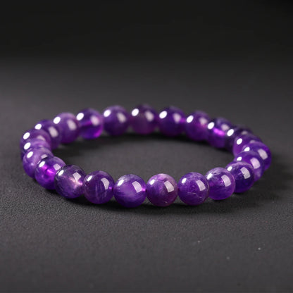 Bracelet en perles d'améthyste naturelle – Bracelet extensible en cristal véritable pour hommes et femmes, bijou de méditation yoga et accessoire de mode
