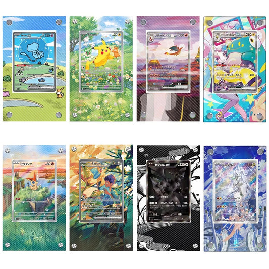 Estuche de exhibición de cartas acrílico Pokémon – Reshiram, Mewtwo, Zekrom, Charizard y soporte protector de cartas de personajes