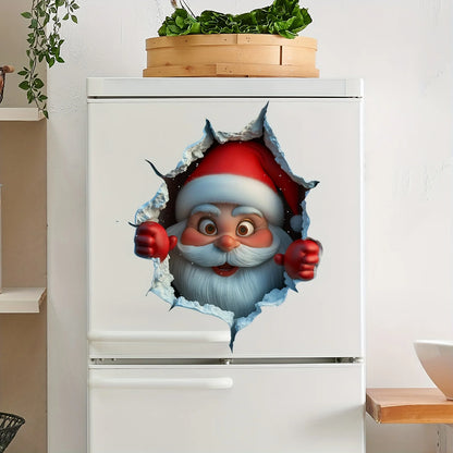 1PC Christmas Santa Wall Sticker – Waterproof PVC Peel-and-Stick Decal for Door, Window, Living Room, Home & Party Decor