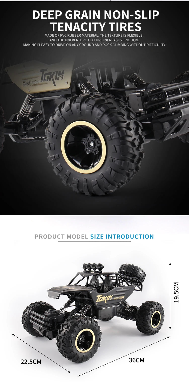 Oike Coche teledirigido 4x4 todoterreno 4WD RC Rock Crawler, coche RC de carreras y drifting todoterreno para niños y adultos