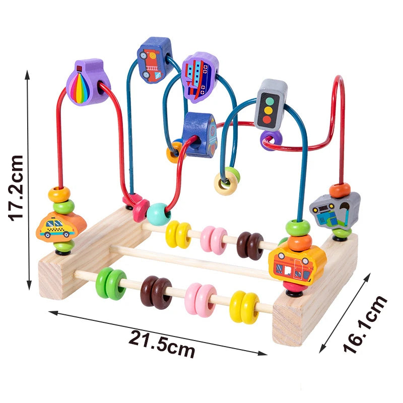 Jouet Montessori en bois de montagnes russes – Labyrinthe de perles pour bébé, boulier d'apprentissage des mathématiques pour les tout-petits de 1 à 3 ans, cadeau de développement éducatif précoce