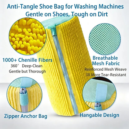 Shoe Washing Machine Bag with Cleaning Brush Set - Durable Reusable Laundry Bag for Sneakers, Running Shoes & Delicates (1, 2 or 4 Pack)