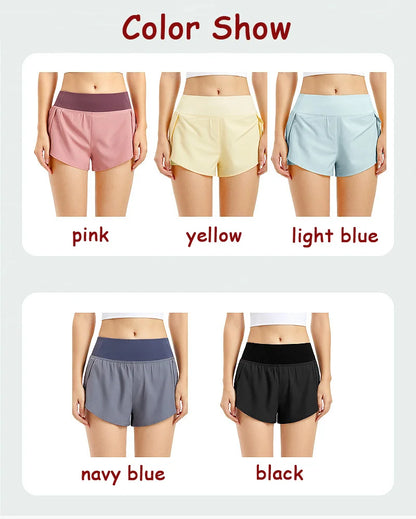 Women’s Sport Running Shorts Double Layer Yoga Gym Fitness Jogging Training Summer Short Pants