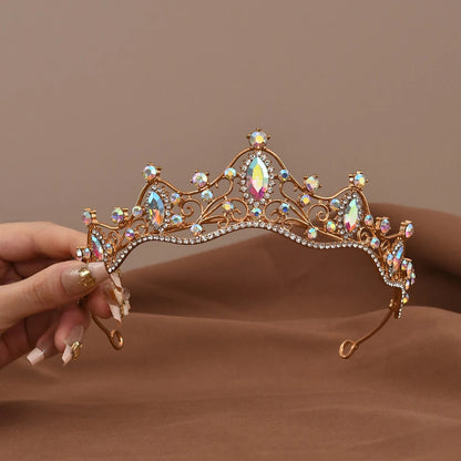 Vintage Baroque Crystal Queen Crown Tiara for Women – Rhinestone Bridal Wedding & Prom Hair Accessory