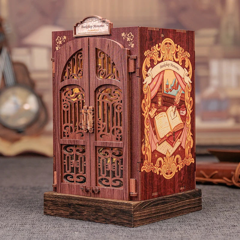 CUTEBEE Kit DIY de Rincón de Libro con Luces LED – Modelo de Estantería en Miniatura de Madera de Búho y Decoración