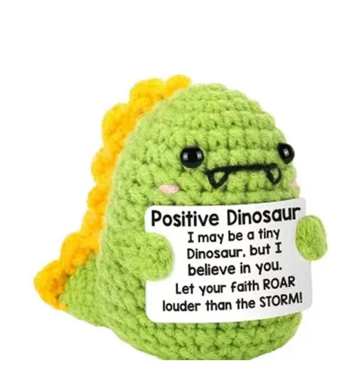Peluche Pomme de terre Énergie positive – Décoration de chambre tricotée à la main en laine avec carte d'inspiration, cadeau de Noël mignon et amusant et ornement de bureau