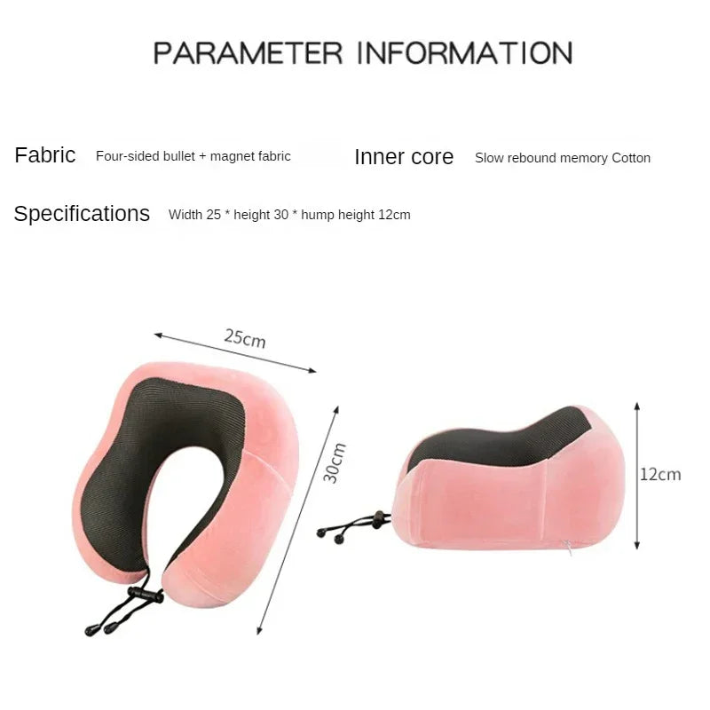 Almohada de cuello de espuma viscoelástica en forma de U – Almohada de viaje suave para dormir en avión, cojín de soporte cervical, almohada ergonómica para el cuello para viajes, oficina y relajación en el hogar