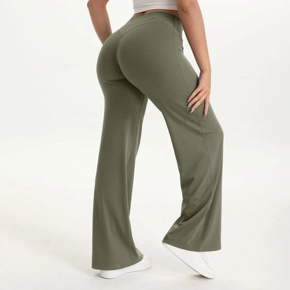NCLAGEN Pantalones de Yoga de Pierna Recta SoftMotion para Mujer – Leggings de Gimnasio de Tiro Medio Efecto Segunda Piel, Pantalones Deportivos para Pilates y Correr, para Fitness, Entrenamiento y Uso Diario