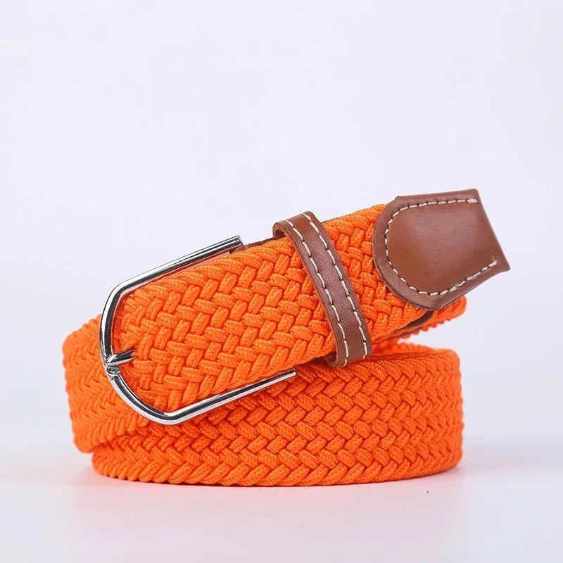 Ceinture élastique tressée unisexe en toile tissée, à boucle ardillon, pour jeans (107/120/130cm)