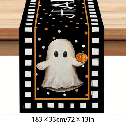 Halloween Tablecloth, Haunted House Pumpkin and Spider Web Table Cover, Spooky Dining Table Decor, Halloween Party Supplies, Indoor Home Kitchen Decoration